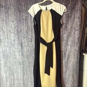 New York & Company Yellow Black Sheath Dress